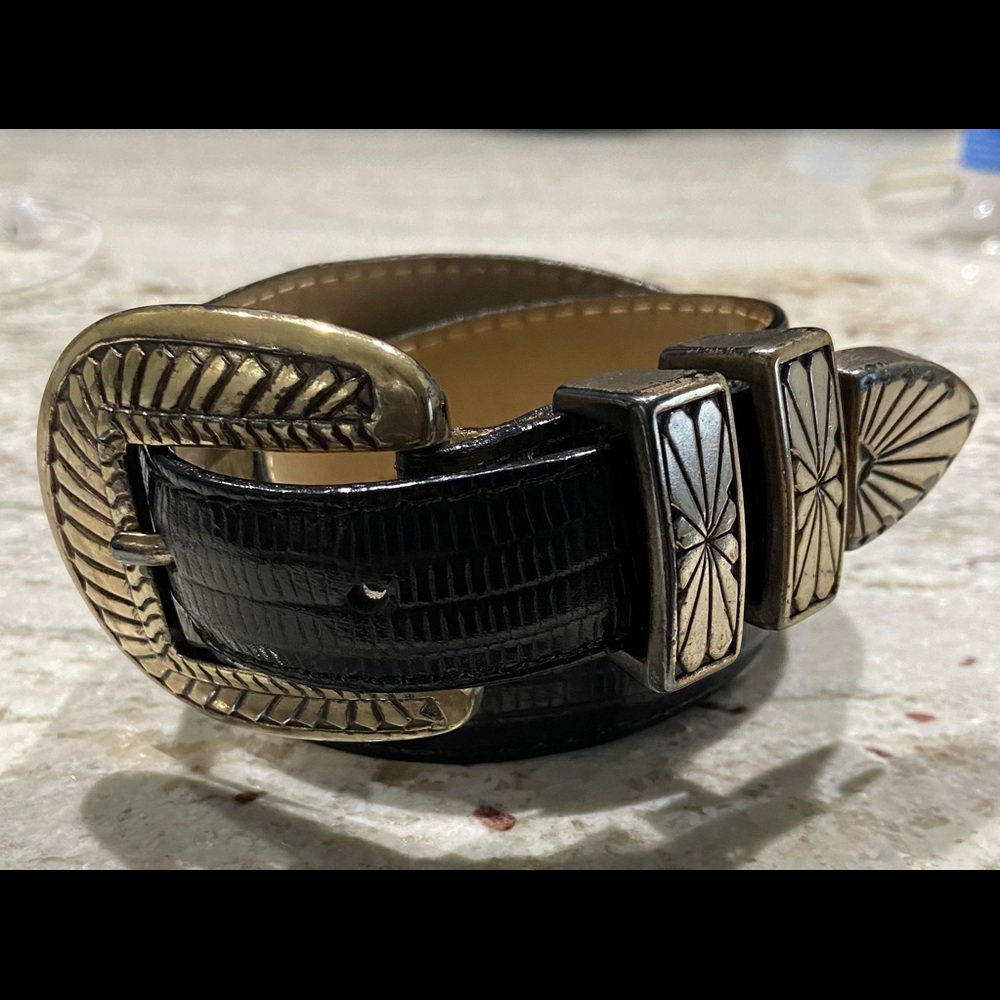 Vintage genuine leather and metal belt